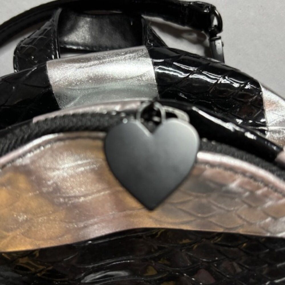 Victoria's Secret Lue Python Stripe Mini City Backpack Black/Pewter NWOT - Picture 6 of 6